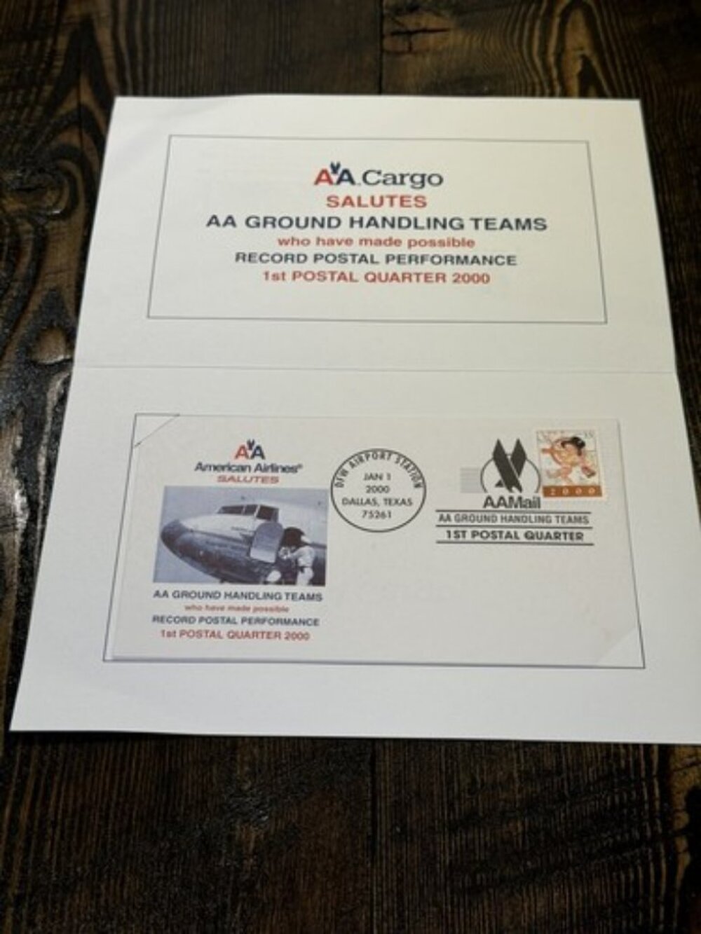 American Airlines Cargo AA Mail Stamp 2000 Ground Handling Team Record Postal - Picture 2 of 16